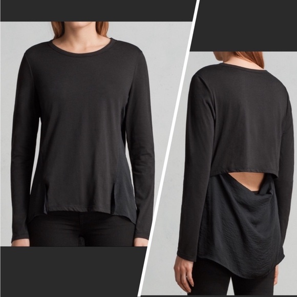 All Saints Tops - All Saints Knit Nadia Long Sleeve Tee Black Small